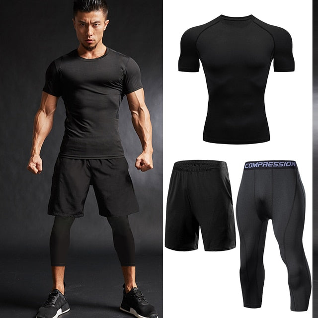 Training Compression Tracksuit - 3 Piece Shorts, Leggings & T-Shirt
