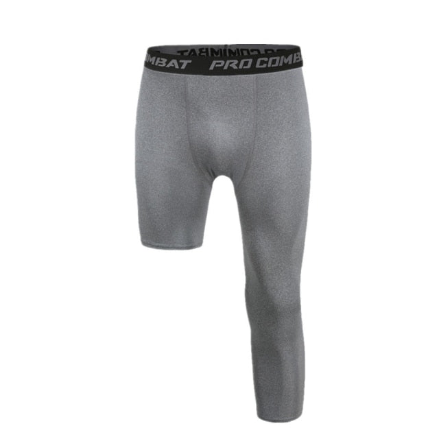 One Leg Compression Capri Mens Compression Pants Tights 3/4