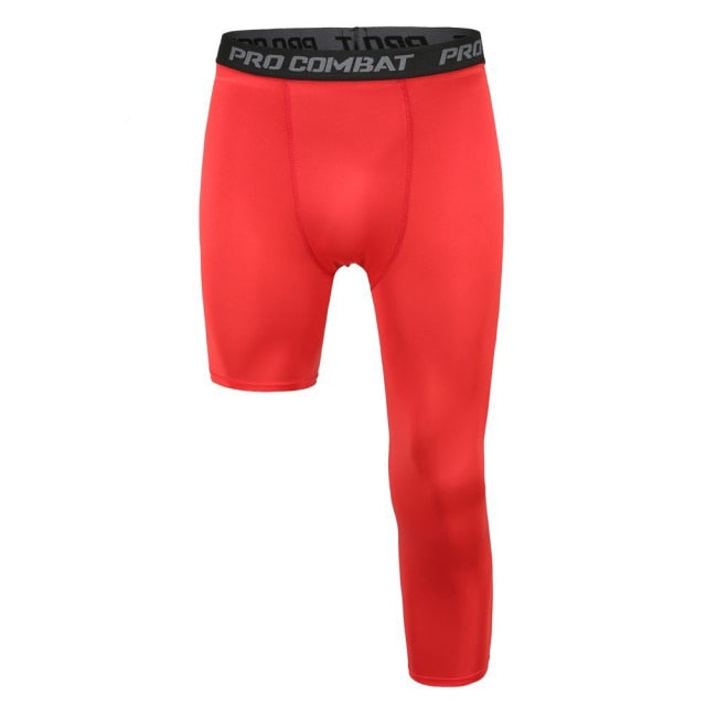  HYCOPROT Men's One Leg 3/4 Compression Pants Athletic